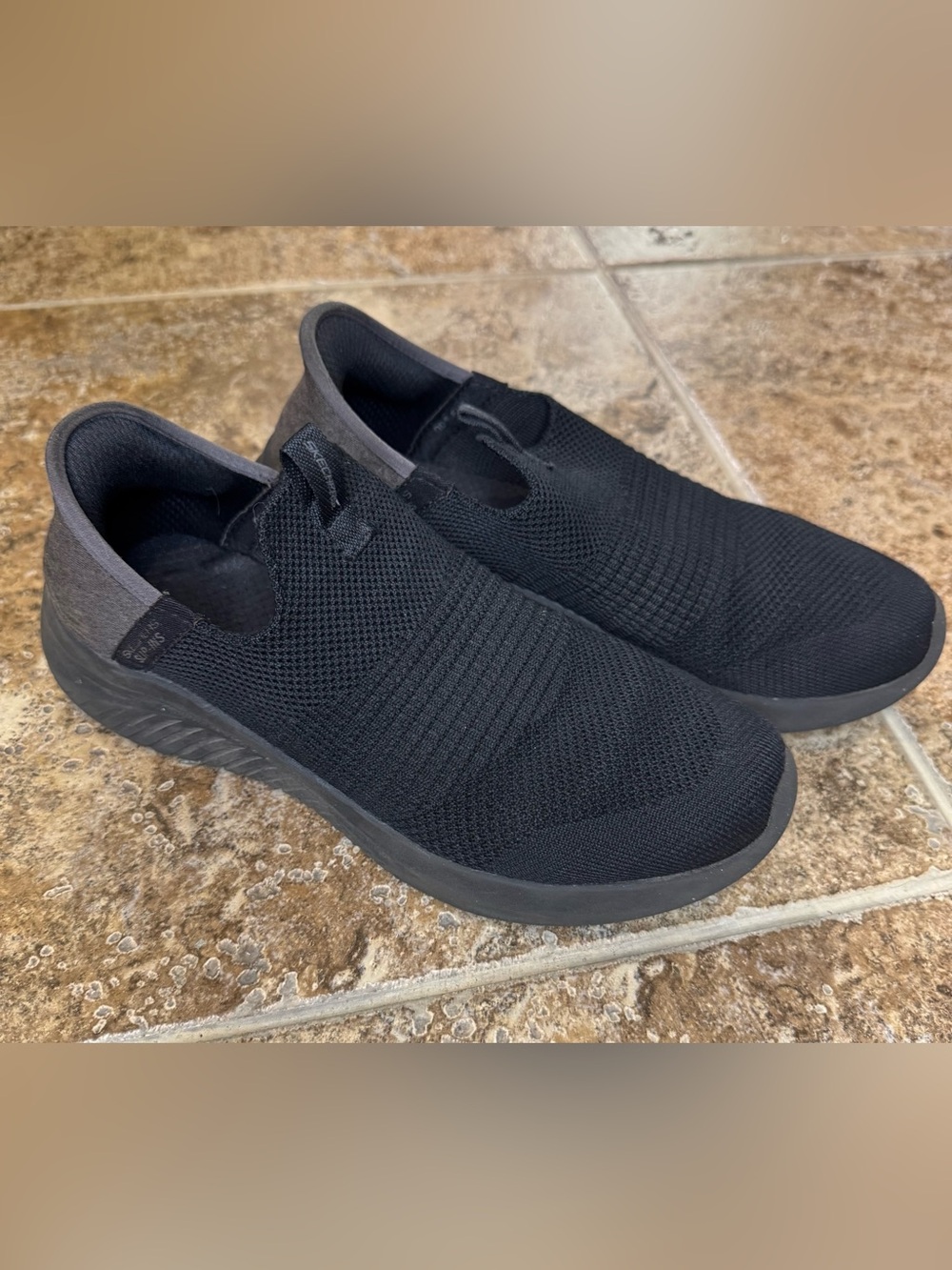 Skechers Kids Black Slip-On Knit Sneakers